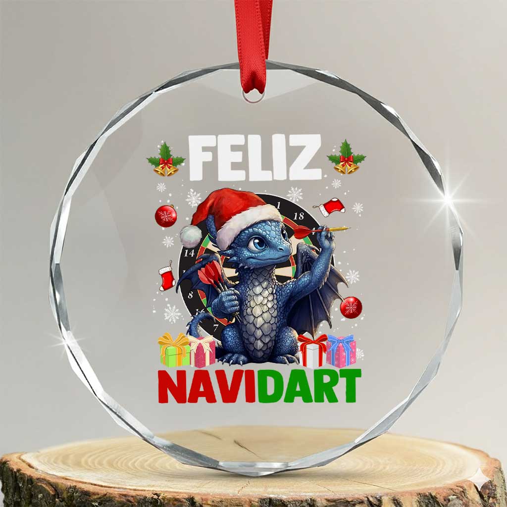 Funny Dragon Throwing Dart Christmas Gift Crystal Glass Ornament Feliz Navidart - Wonder Print Shop