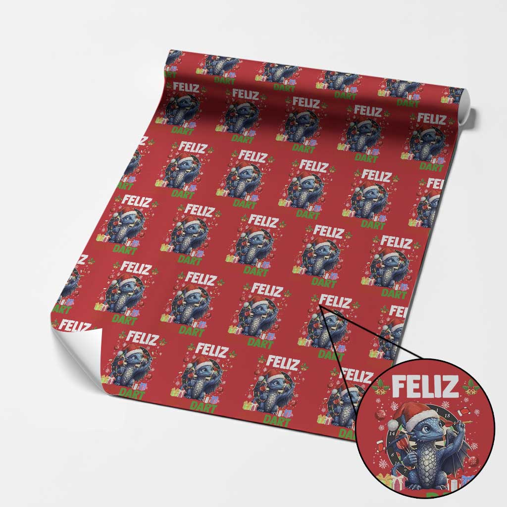 Funny Dragon Throwing Dart Christmas Gift Wrapping Paper Roll Feliz Navidart - Wonder Print Shop