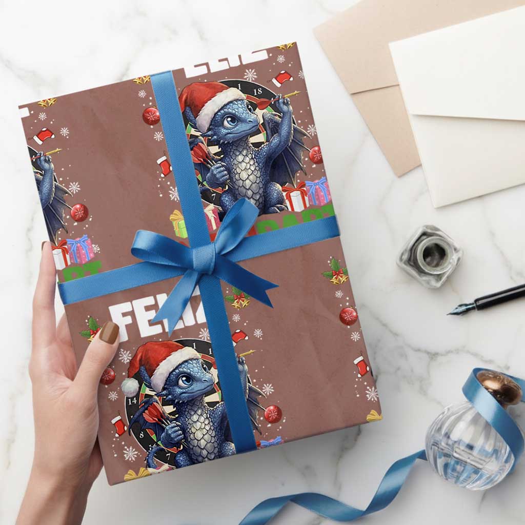 Funny Dragon Throwing Dart Christmas Gift Wrapping Paper Roll Feliz Navidart - Wonder Print Shop