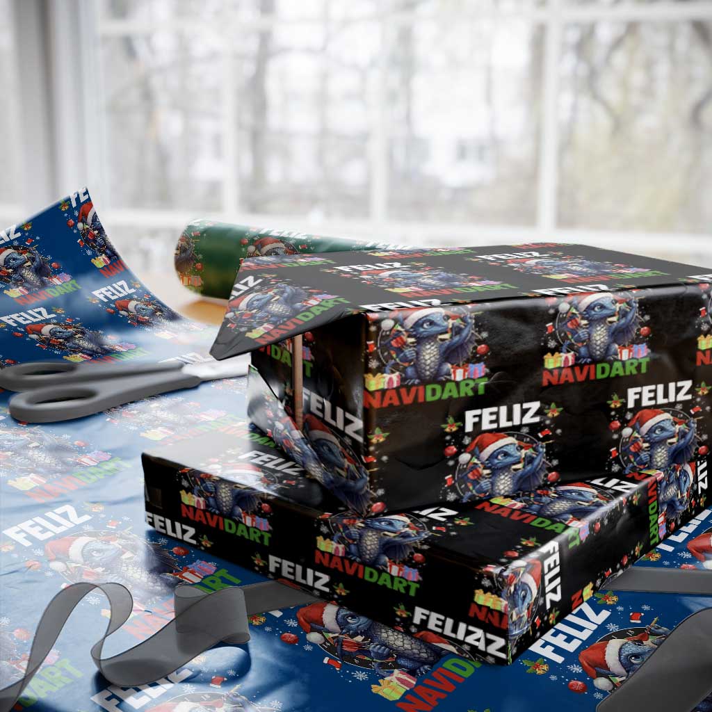 Funny Dragon Throwing Dart Christmas Gift Wrapping Paper Roll Feliz Navidart - Wonder Print Shop