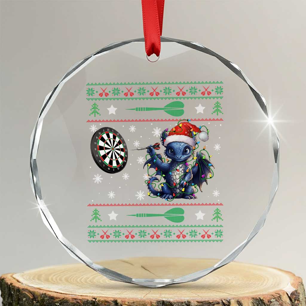 Funny Dragon Throwing Dart Crystal Glass Ornament Ugly Christmas Dart Player Gift - Wonder Print Shop