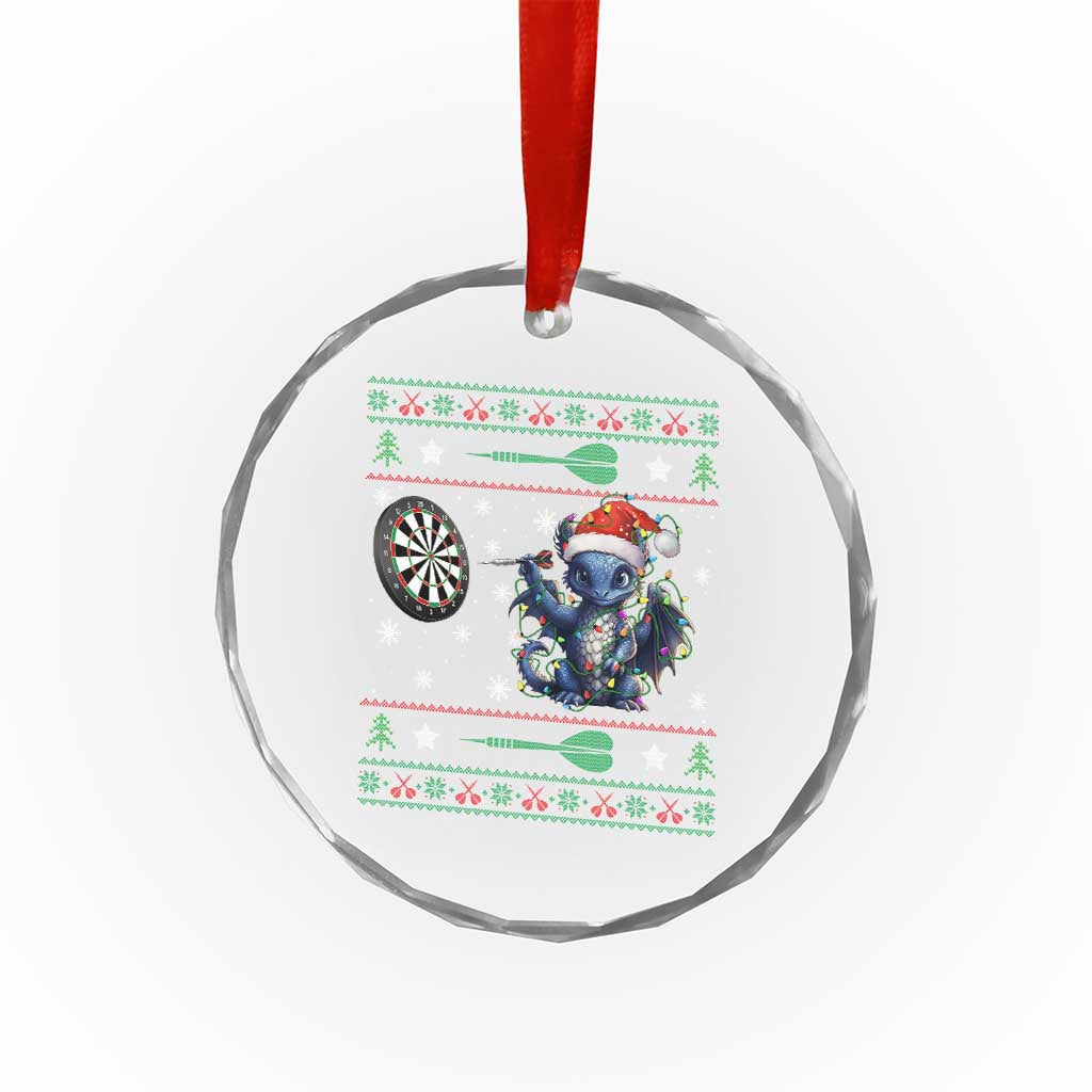Funny Dragon Throwing Dart Crystal Glass Ornament Ugly Christmas Dart Player Gift - Wonder Print Shop