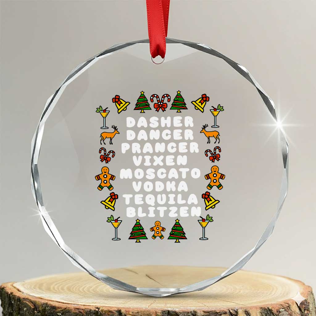 Funny Drinking Christmas Crystal Glass Ornament Merry Christmas Dasher Dancer Prancer Vixen - Wonder Print Shop