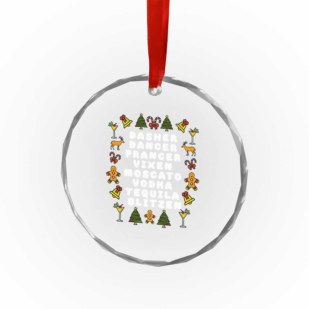 Funny Drinking Christmas Crystal Glass Ornament Merry Christmas Dasher Dancer Prancer Vixen - Wonder Print Shop