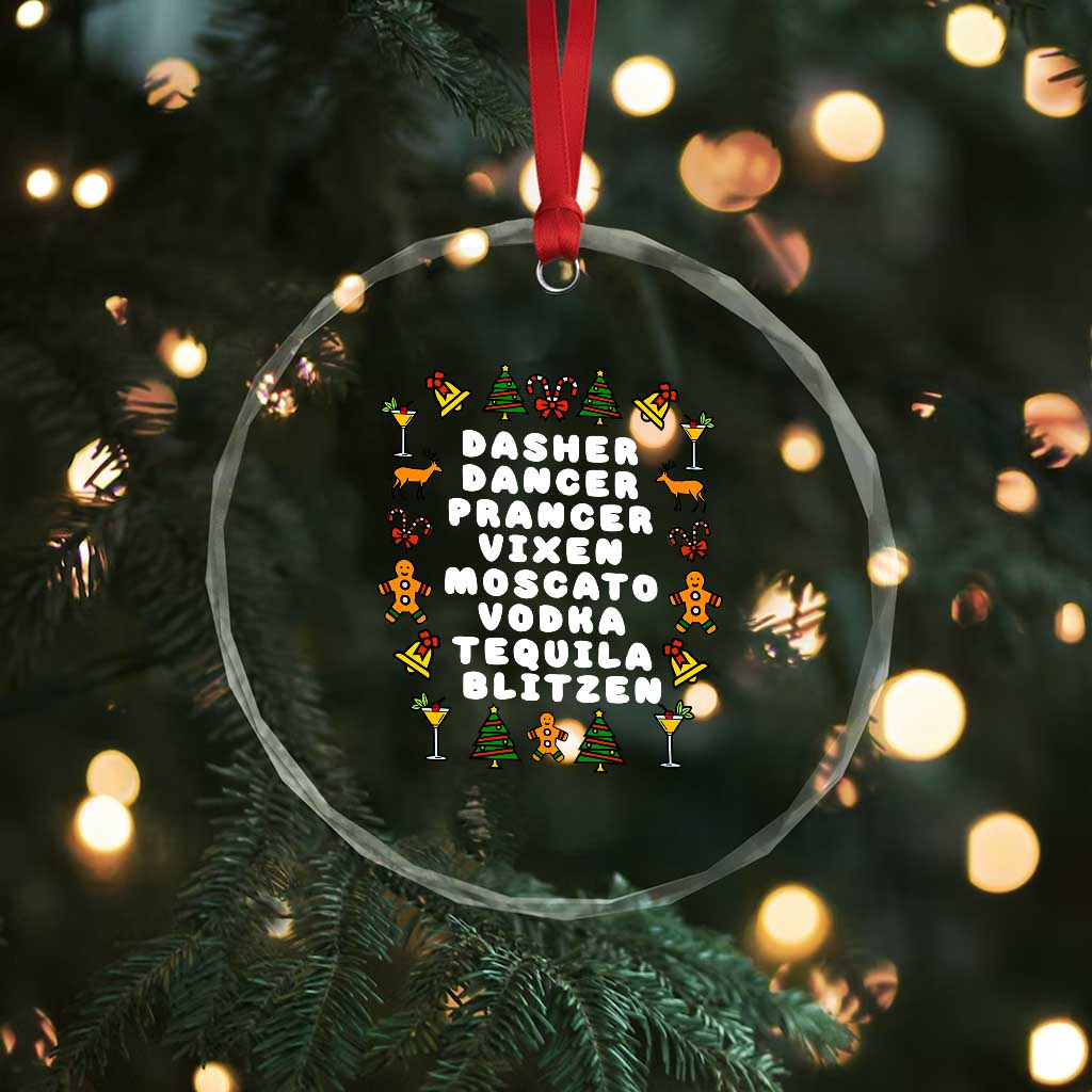 Funny Drinking Christmas Crystal Glass Ornament Merry Christmas Dasher Dancer Prancer Vixen - Wonder Print Shop