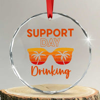 Funny Drinking Crystal Glass Ornament Support Day Drinking Summer Beach Vacation - Wonder Print Shop