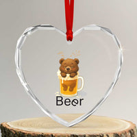 Funny Drinking Lover Heart Crystal Glass Ornament Bear In Beer Glass - Wonder Print Shop
