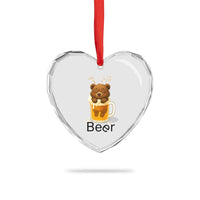 Funny Drinking Lover Heart Crystal Glass Ornament Bear In Beer Glass - Wonder Print Shop