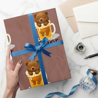 Funny Drinking Lover Wrapping Paper Roll Bear In Beer Glass - Wonder Print Shop