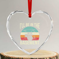 Funny Drummer Heart Crystal Glass Ornament Drum Set Drumming Lovers I'll Be In The Basement - Wonder Print Shop
