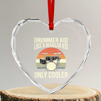 Funny Drummer Kid Heart Crystal Glass Ornament Like A Regular Kid But Cooler Boys Girls Kids - Wonder Print Shop