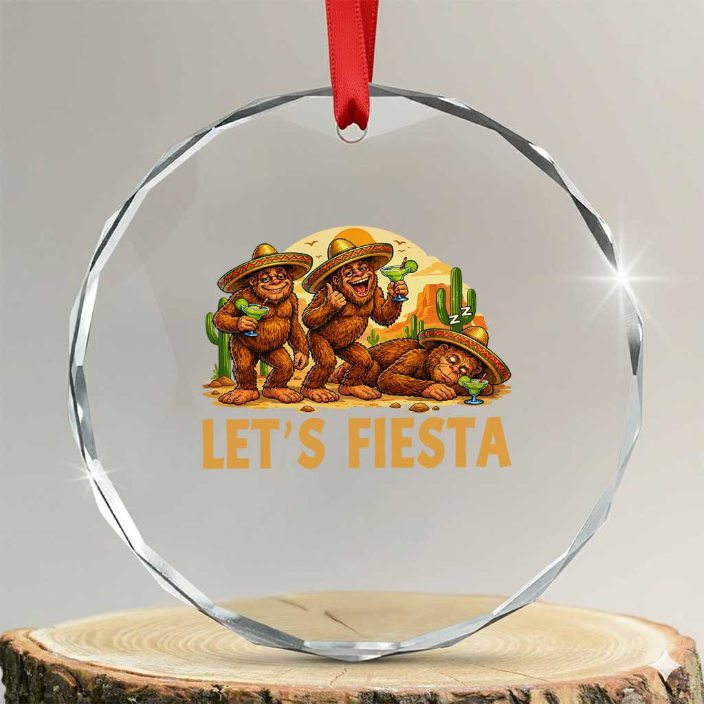 Funny Drunk Bigfoot Cinco De Mayo Crystal Glass Ornament Lets Fiesta Party Gift