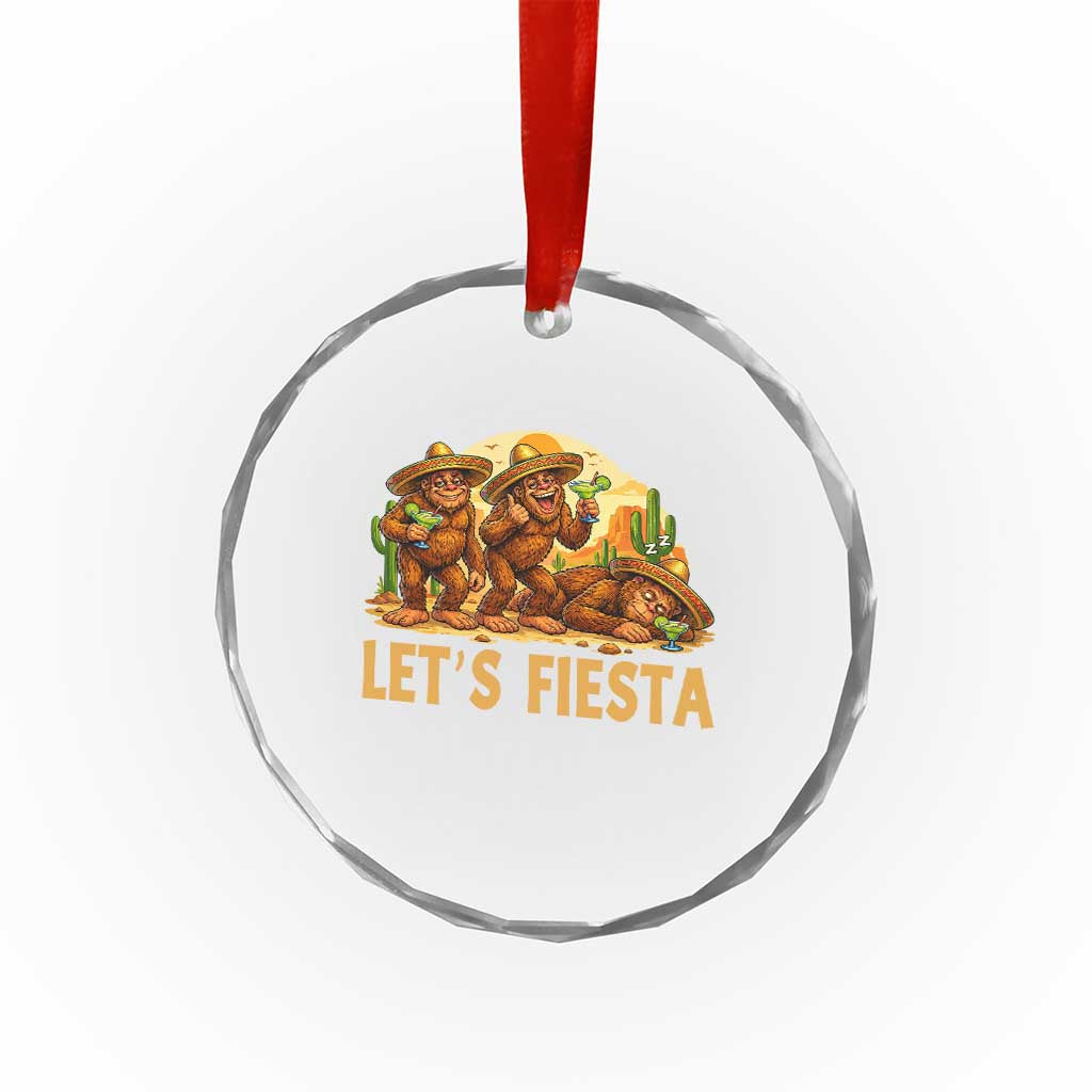 Funny Drunk Bigfoot Cinco De Mayo Crystal Glass Ornament Lets Fiesta Party Gift