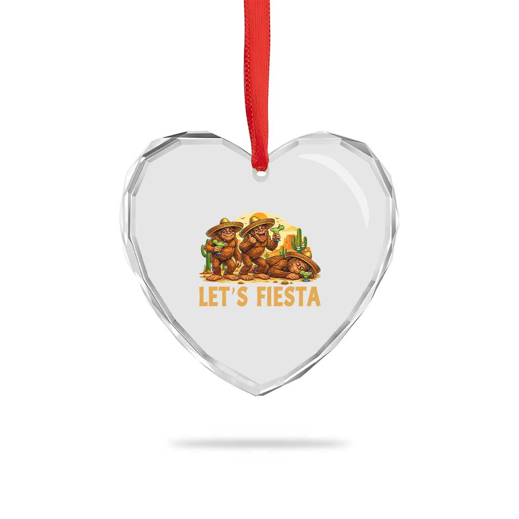 Funny Drunk Bigfoot Cinco De Mayo Heart Crystal Glass Ornament Lets Fiesta Party Gift