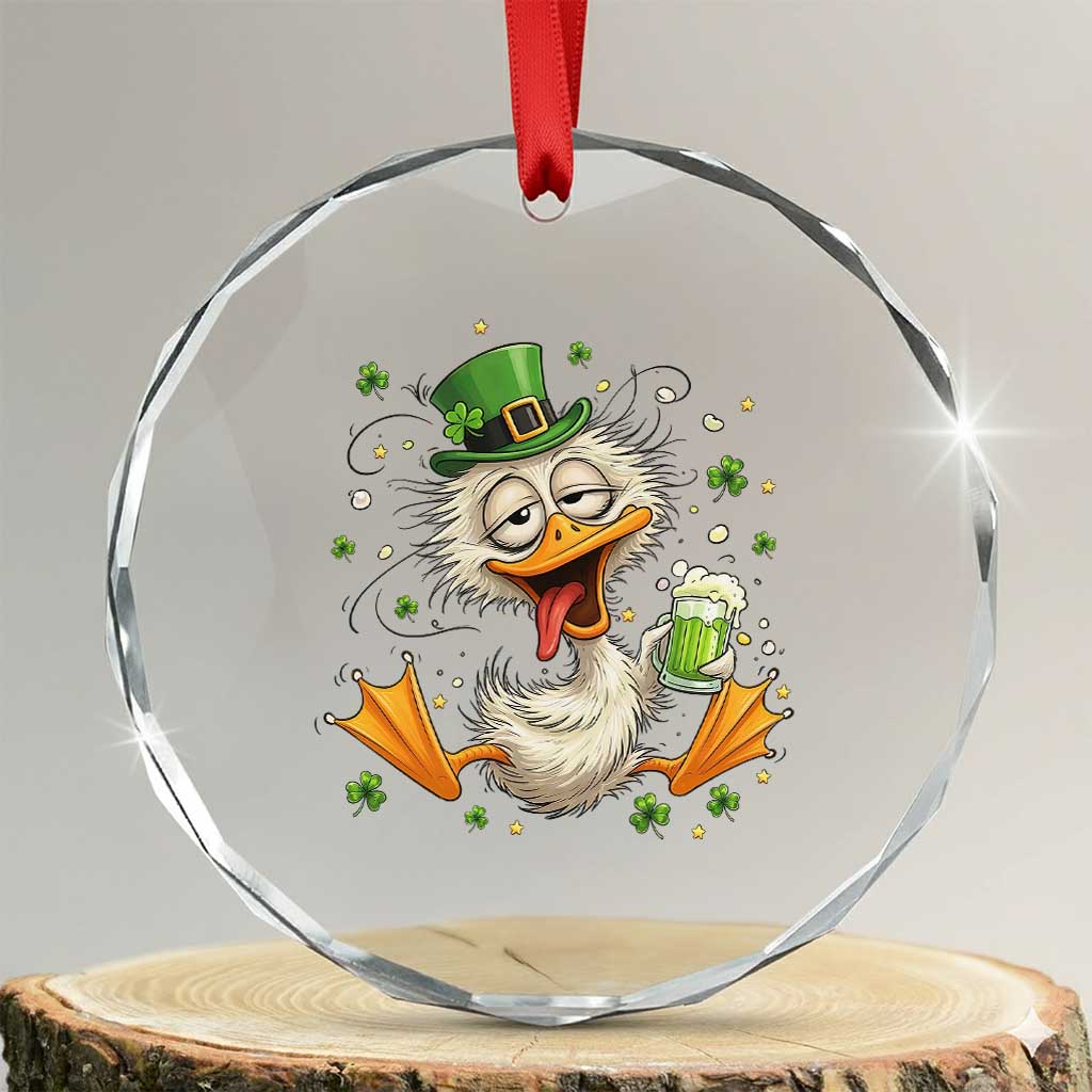Funny Drunk Irish Duck Crystal Glass Ornament St Patricks Day Gift