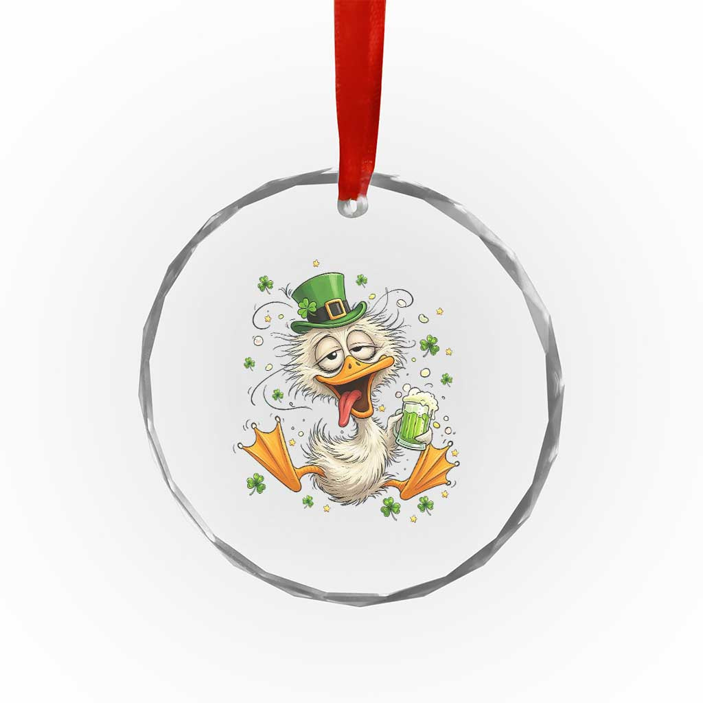 Funny Drunk Irish Duck Crystal Glass Ornament St Patricks Day Gift