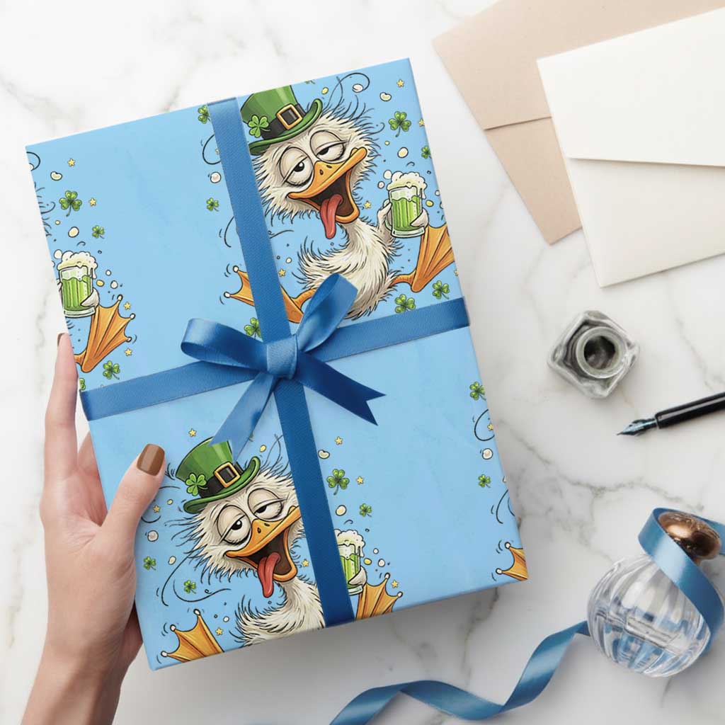 Funny Drunk Irish Duck Wrapping Paper Roll St Patricks Day Gift