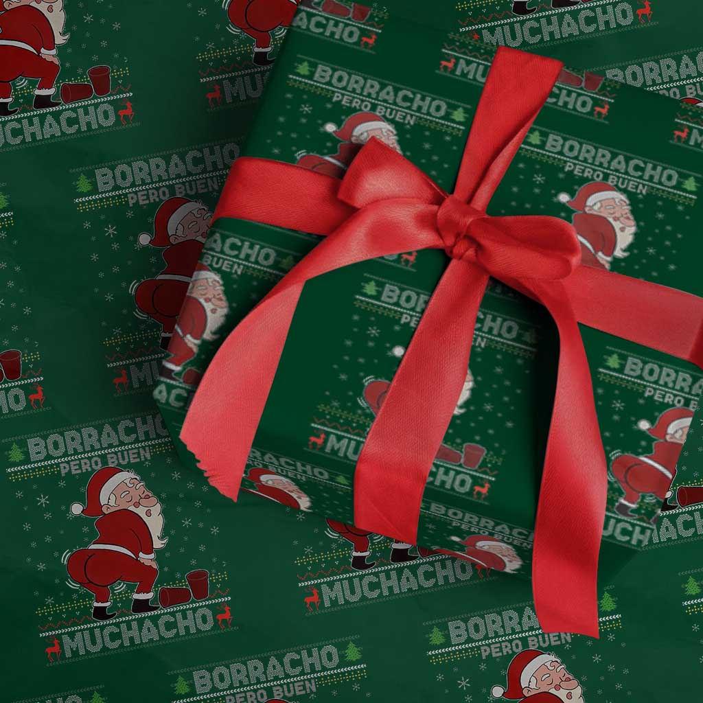 Funny Drunk Mexican Santa Wrapping Paper Roll Borracho Pero Buen Muchacho Good Guy in Spanish