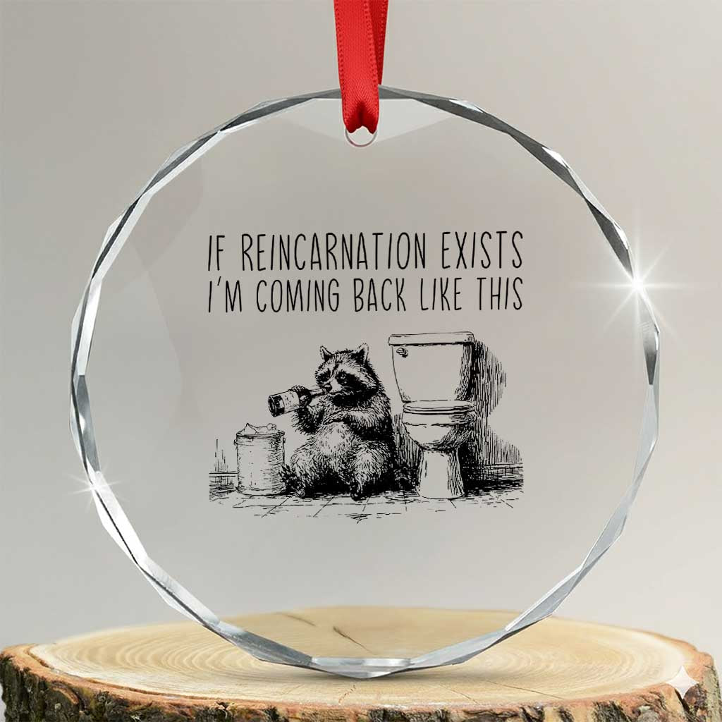 Funny Drunk Raccoon Crystal Glass Ornament Trashed Panda Meme - Wonder Print Shop