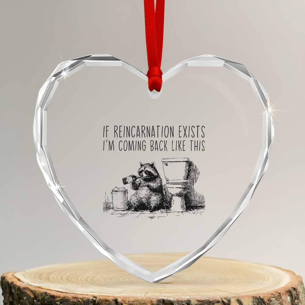 Funny Drunk Raccoon Heart Crystal Glass Ornament Trashed Panda Meme - Wonder Print Shop