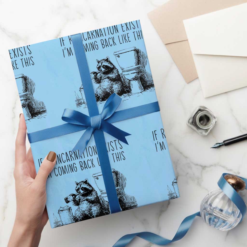 Funny Drunk Raccoon Wrapping Paper Roll Trashed Panda Meme - Wonder Print Shop