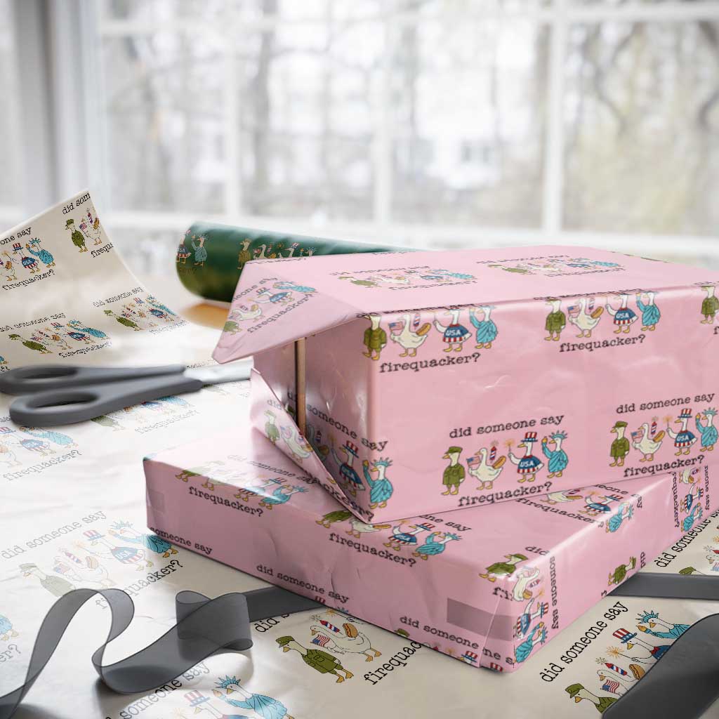 Funny Duck 4th Of July Wrapping Paper Roll Did Someone Say Firequacker