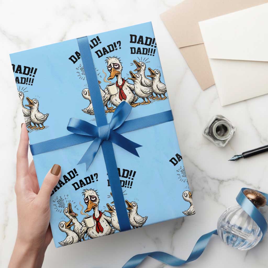 Funny Duck Dad Daaad Dad Dad Wrapping Paper Roll Tired Dad Life Fathers Day Graphic
