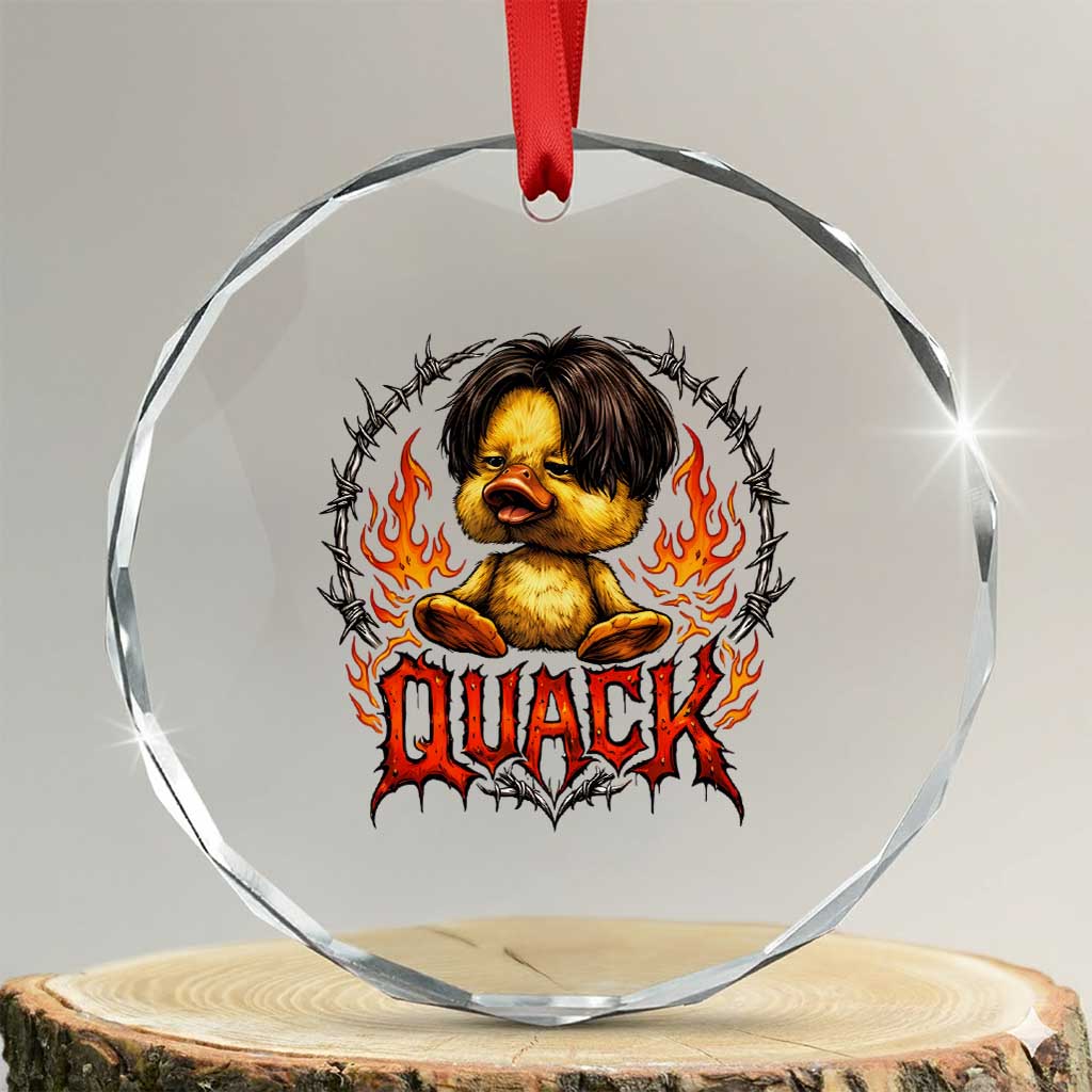 Funny Duck Metal Concert Crystal Glass Ornament Rock Band Quack Meme