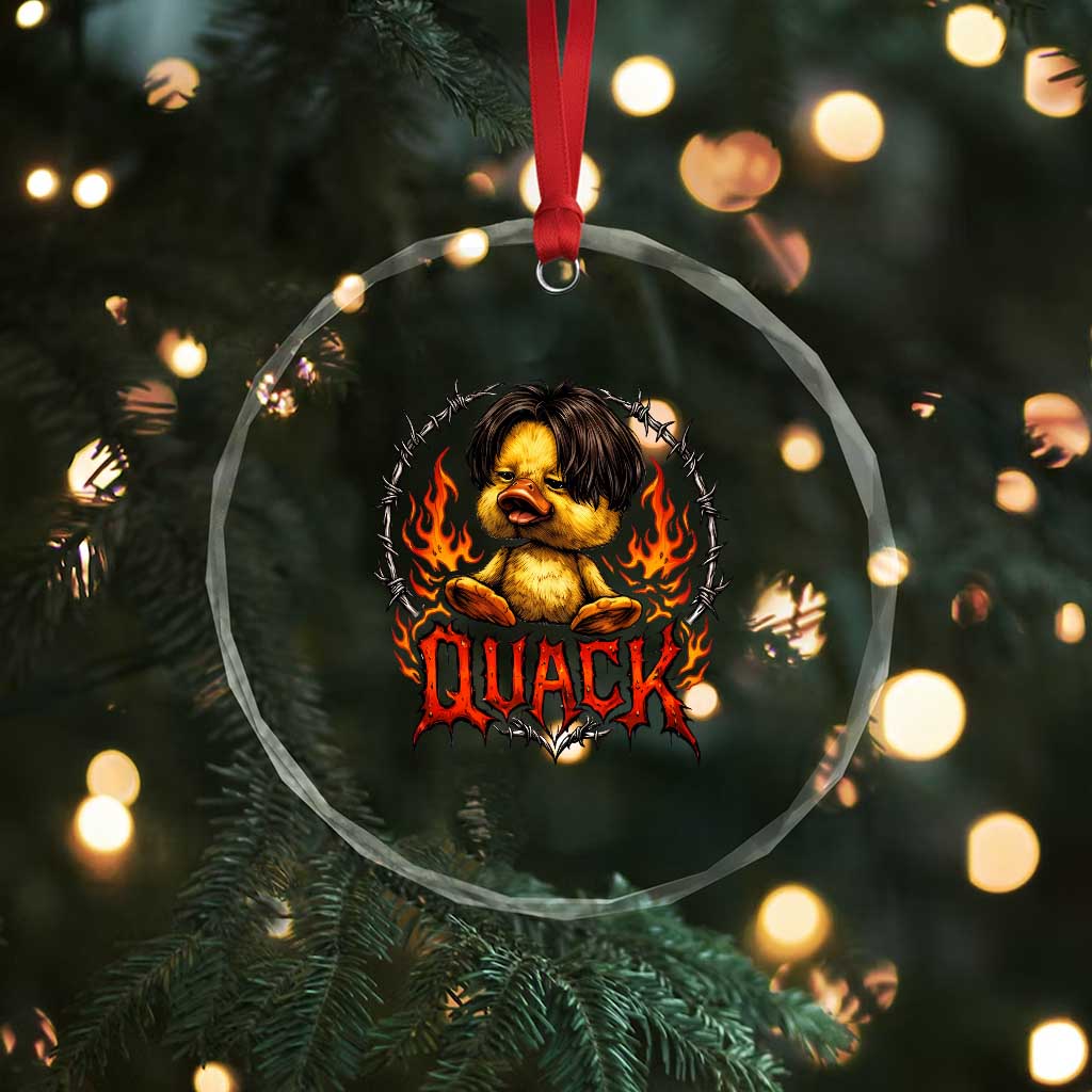 Funny Duck Metal Concert Crystal Glass Ornament Rock Band Quack Meme