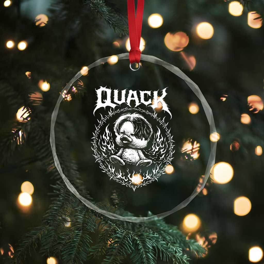 Funny Duck Metal Concert Crystal Glass Ornament Rock Music Quack Meme