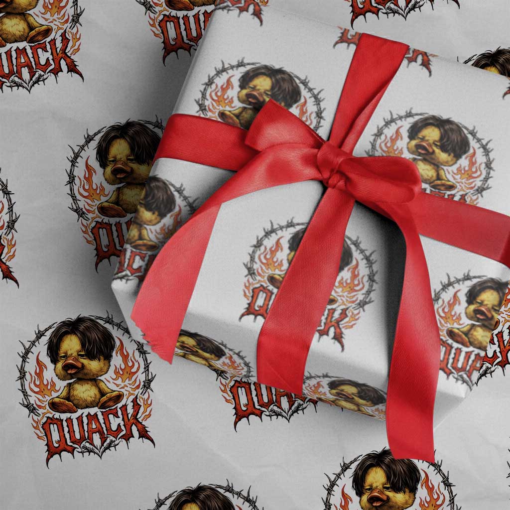 Funny Duck Metal Concert Wrapping Paper Roll Rock Band Quack Meme