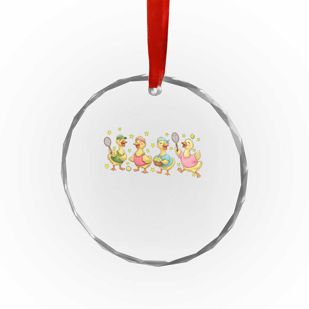 Funny Duck Playing Tennis Crystal Glass Ornament Farm Animal Lover - Wonder Print Shop