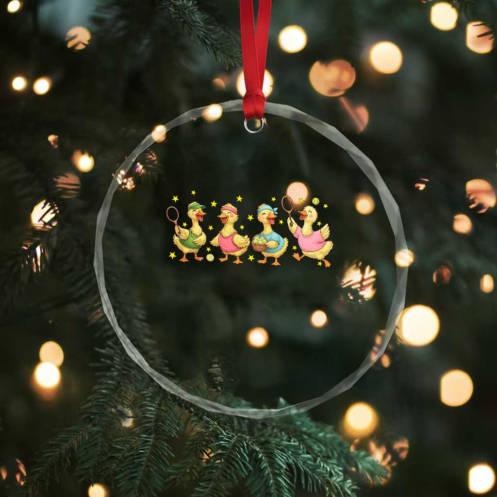 Funny Duck Playing Tennis Crystal Glass Ornament Farm Animal Lover - Wonder Print Shop