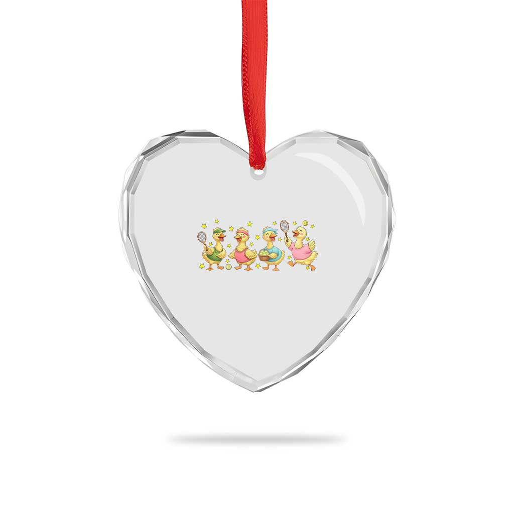 Funny Duck Playing Tennis Heart Crystal Glass Ornament Farm Animal Lover - Wonder Print Shop