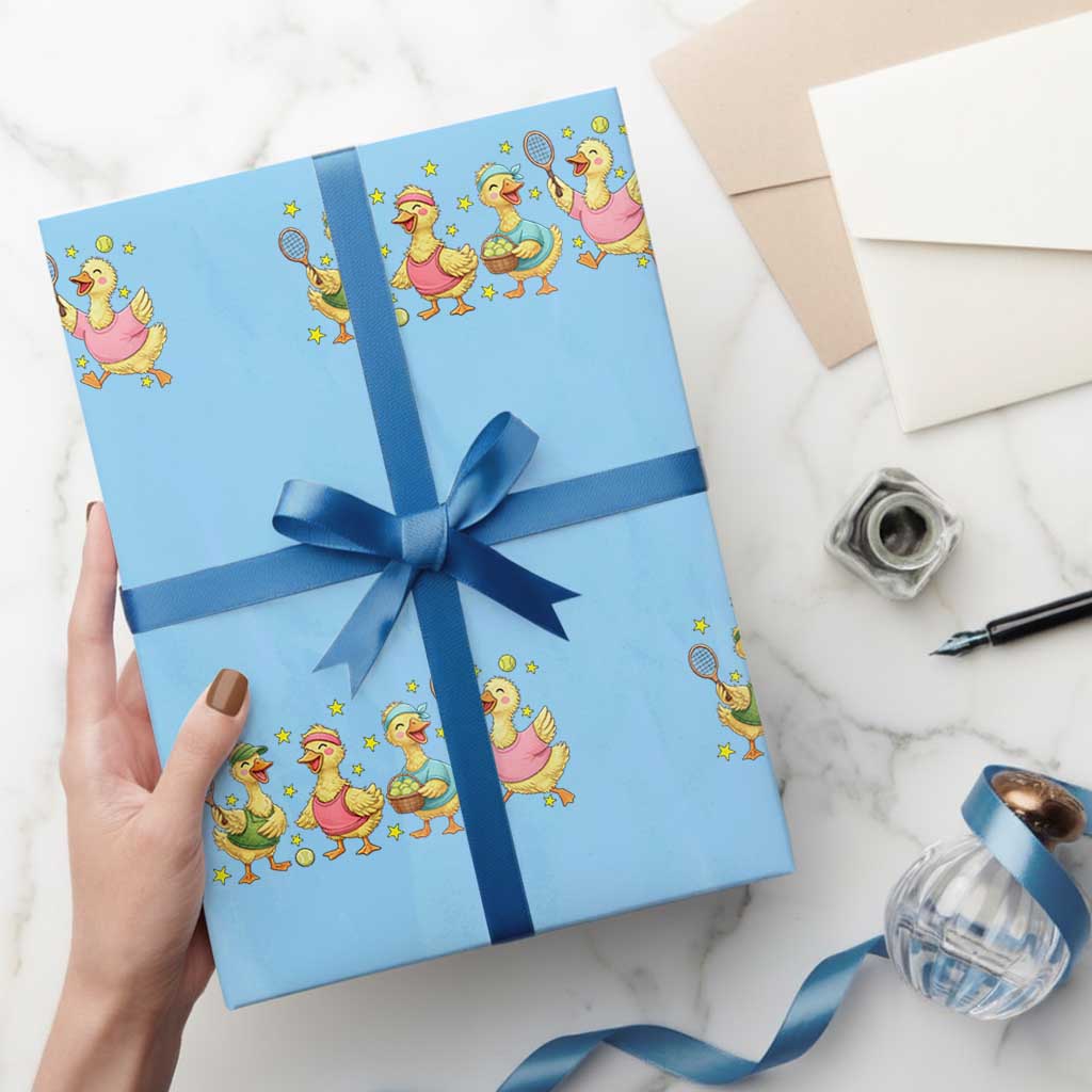 Funny Duck Playing Tennis Wrapping Paper Roll Farm Animal Lover - Wonder Print Shop