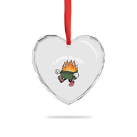 Funny Dumpster Fire Comin In Hot Heart Crystal Glass Ornament - Wonder Print Shop