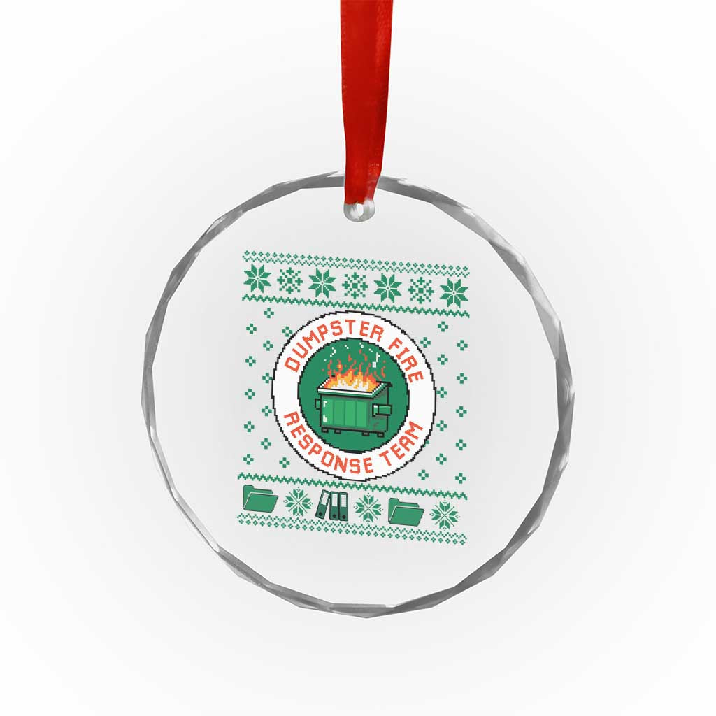 Funny Dumpster Fire Response Team Crystal Glass Ornament Office Party Holiday Chaos Humor - Wonder Print Shop