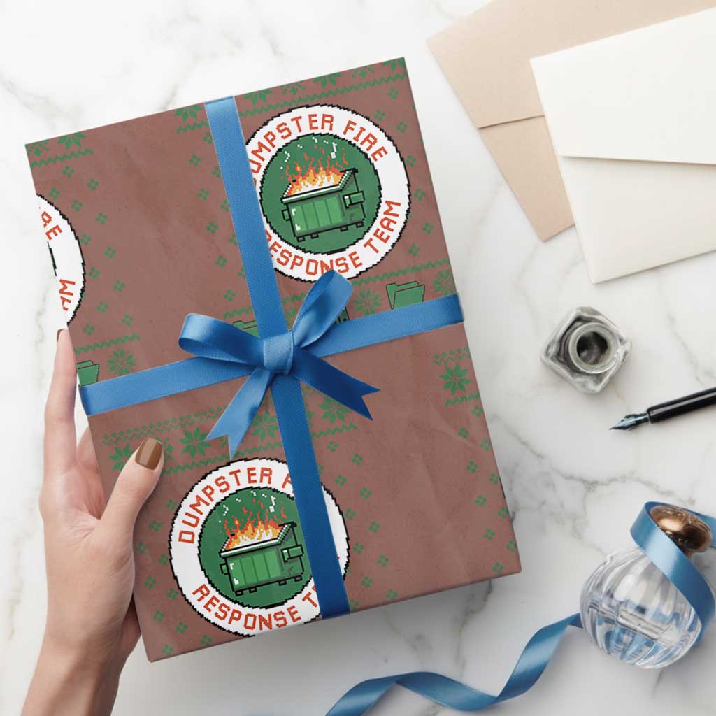 Funny Dumpster Fire Response Team Wrapping Paper Roll Office Party Holiday Chaos Humor - Wonder Print Shop