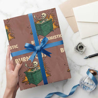 Funny Dumpster Fire Skeleton Wrapping Paper Roll Burn Out But Optimistic