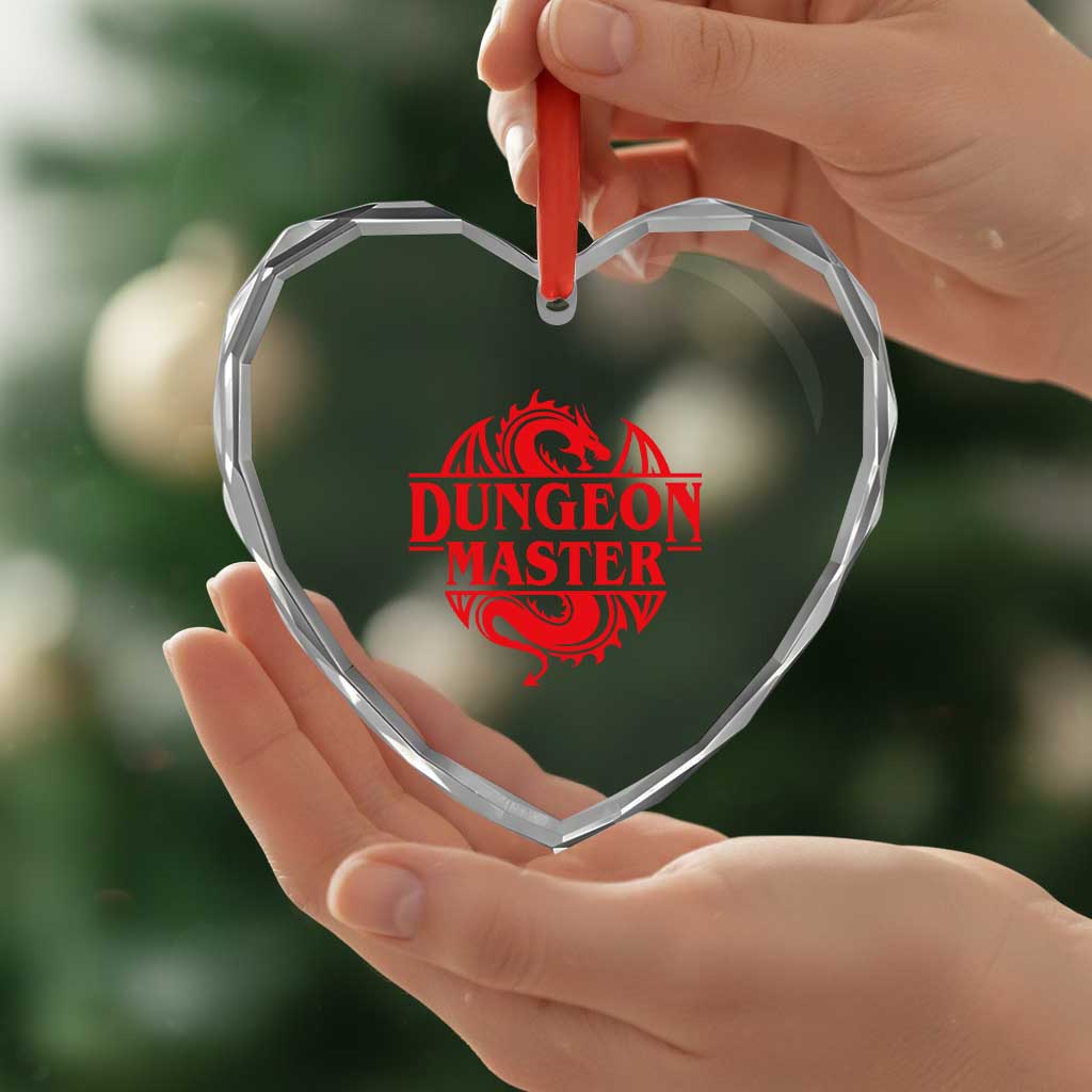 Funny Dungeon Master Heart Crystal Glass Ornament RPG Gamer D20 Tabletop Red Dragon - Wonder Print Shop