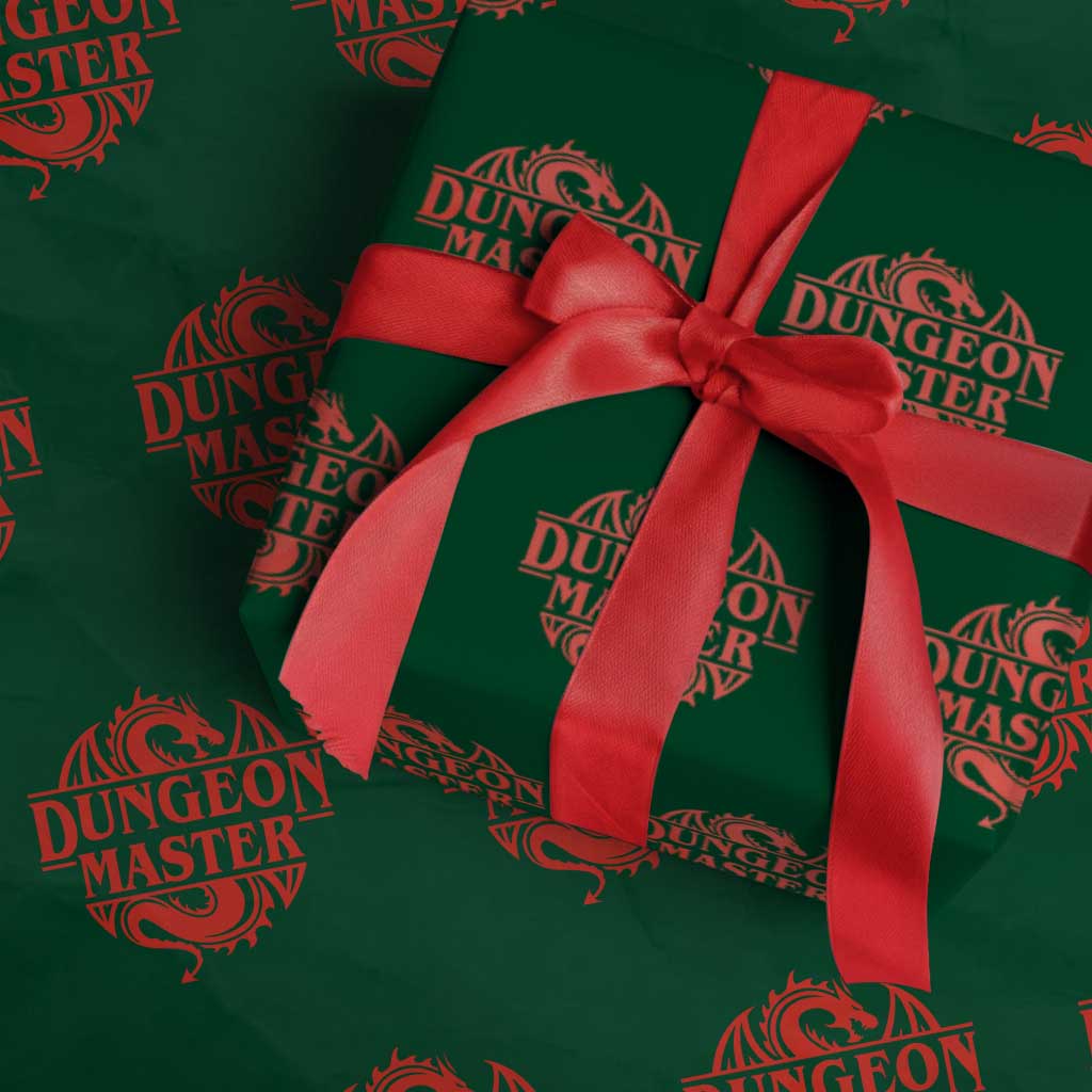 Funny Dungeon Master Wrapping Paper Roll RPG Gamer D20 Tabletop Red Dragon - Wonder Print Shop