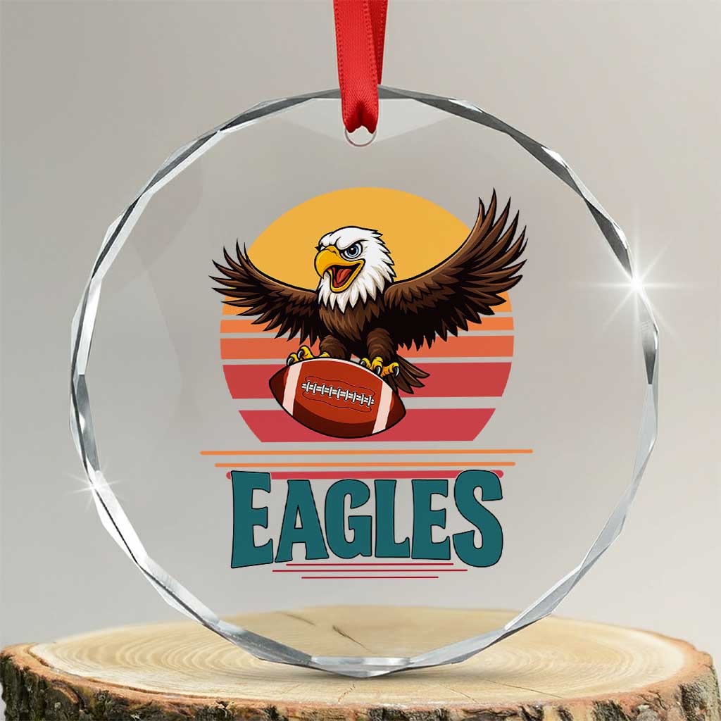 Funny Eagle Football Fan Crystal Glass Ornament Retro Vintage Style - Wonder Print Shop