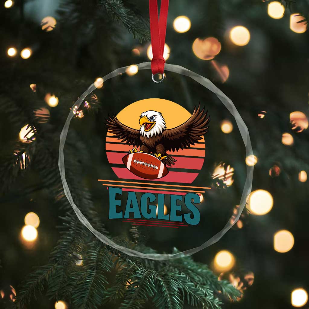 Funny Eagle Football Fan Crystal Glass Ornament Retro Vintage Style - Wonder Print Shop