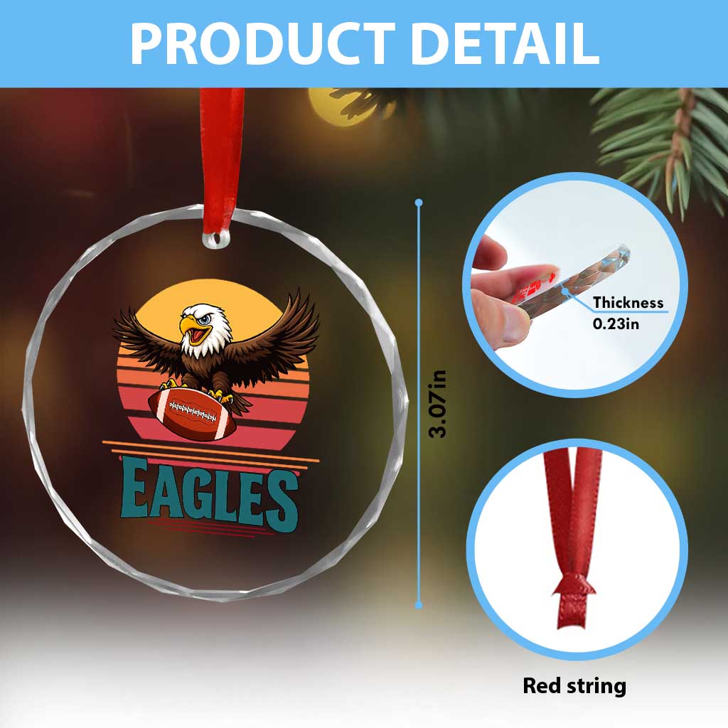Funny Eagle Football Fan Crystal Glass Ornament Retro Vintage Style - Wonder Print Shop