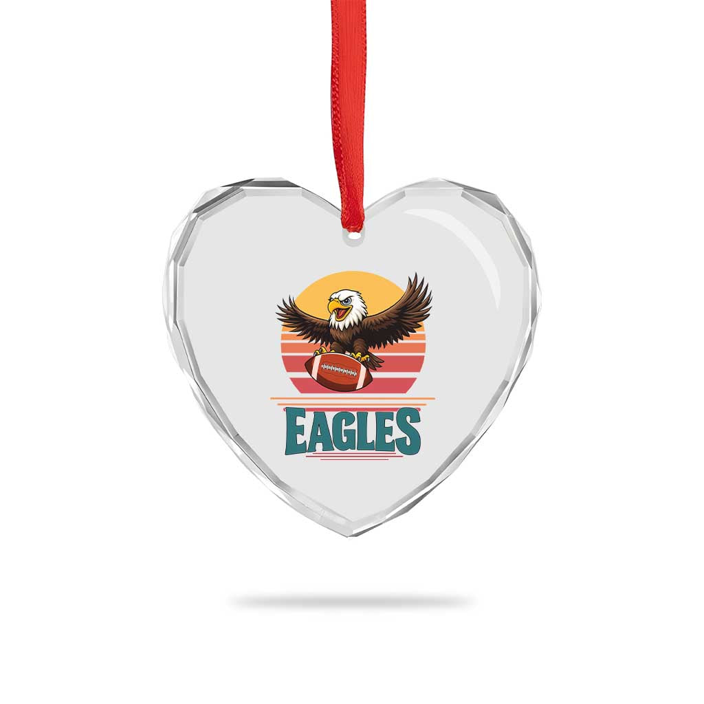 Funny Eagle Football Fan Heart Crystal Glass Ornament Retro Vintage Style - Wonder Print Shop