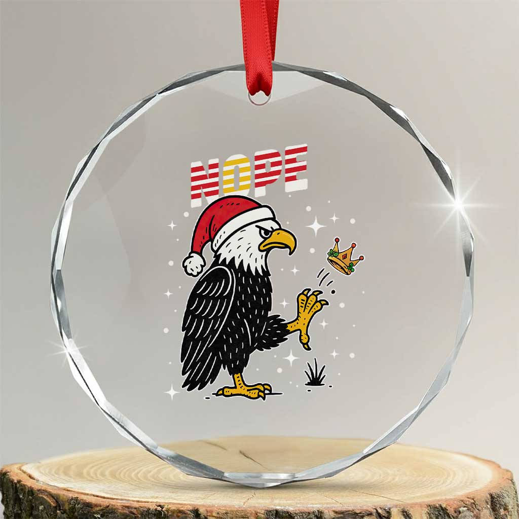 Funny Eagle No Kings In America Christmas 2025 Crystal Glass Ornament - Wonder Print Shop