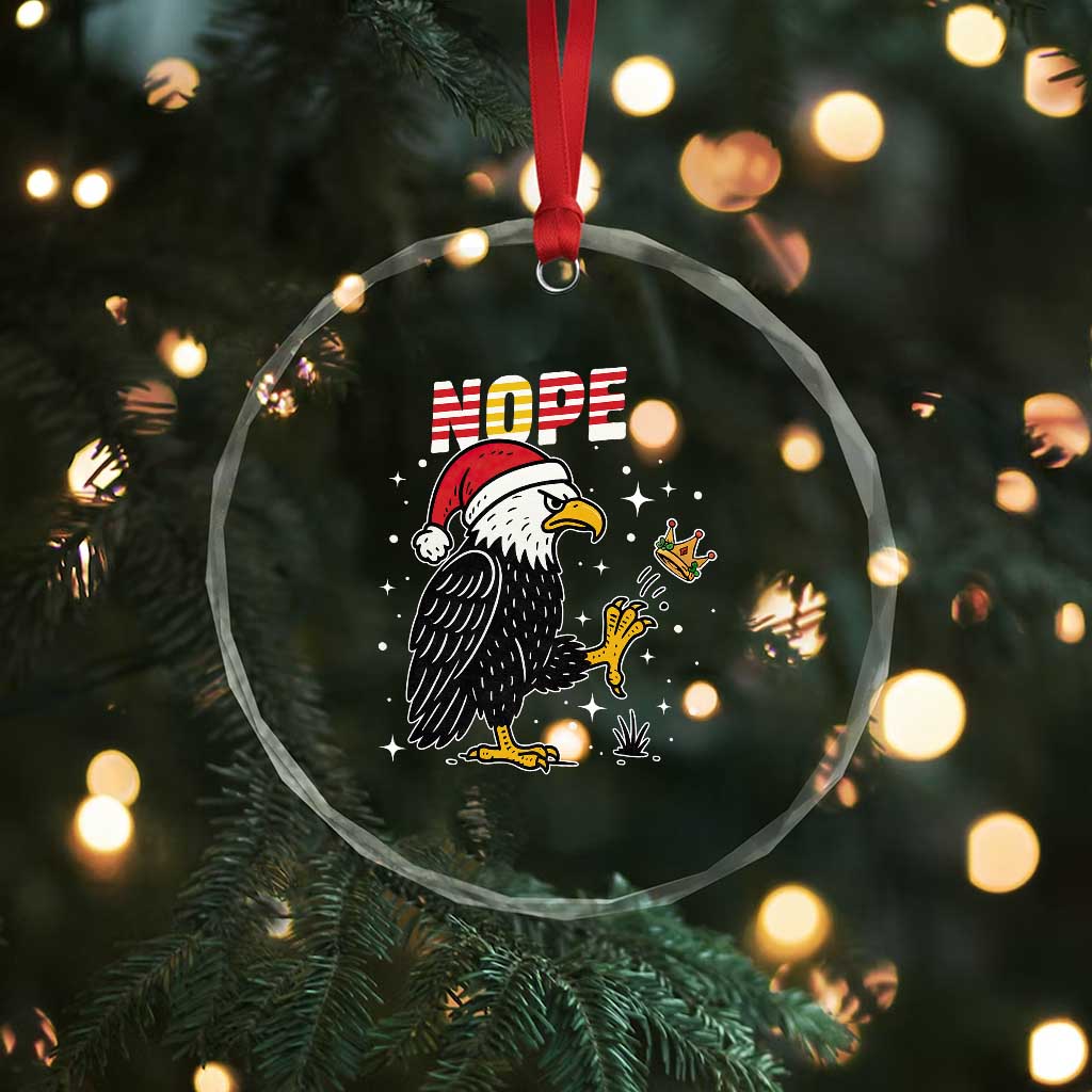 Funny Eagle No Kings In America Christmas 2025 Crystal Glass Ornament - Wonder Print Shop