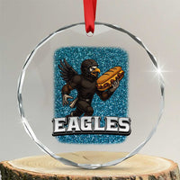 Funny Eagle With Cheesesteak Crystal Glass Ornament Football Glitter Print - Wonder Print Shop