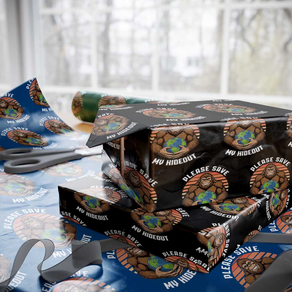 Funny Earth Day Bigfoot Wrapping Paper Roll Please Save My Hideout