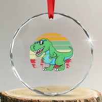 Funny Earth Day Dinosaur Lover Crystal Glass Ornament Save The Planet